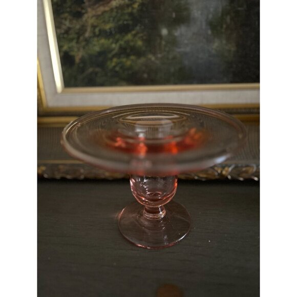 Vintage Pink Depression Glass Compote Dish Pedestal Stand - Picture 14 of 16